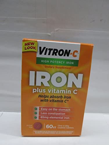 Vitron-C Iron Supplement Plus Vitamin C Coated Tablets 60 ct (5 Pack)