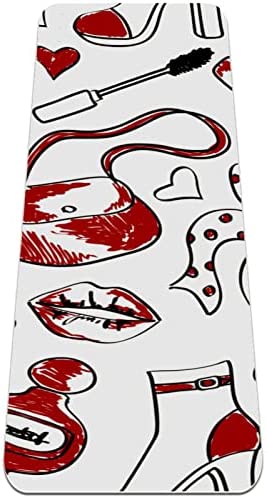 WXVOVXW Yoga Mat 72 x 24 Red and White Shoes and Accessories Fashion Pattern Eco Friendly Non Slip Fitness Exercise Mat for Pilates and Floor Exercises