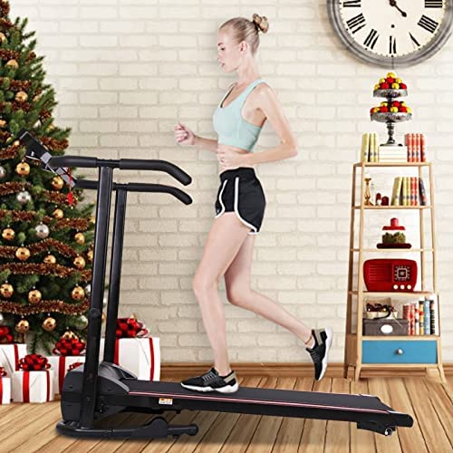 Walking Machine for Exercise Folding Treadmill with Device Holder Household Treadmills Electric Full Folding Fitness Equipment Absorption and Incline Treadmill Lubrication Kit (Black, One Size)