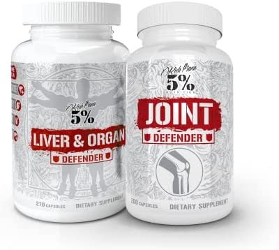 5% Nutrition 2-Stack | Liver & Organ Defender + Joint Defender | Liver, Kidney, & Heart Support + Collagen, Glucosamine, Chondroitin, MSM, Hyaluronic Acid, Turmeric Curcumin w/ Bioperine