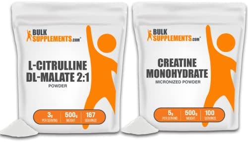 BULKSUPPLEMENTS.COM L-Citrulline Malate 2:1 Powder, 500g, with Creatine Monohydrate Powder (Micronized Creatine), 500g Bundles