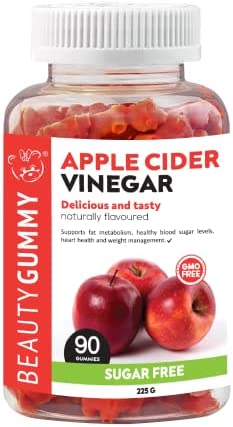 Beauty Gummy – Apple Cider Vinegar Gummies – Sugar Free and Gluten Free to Support Digestion, Detox, Heart and Skin Health, Healthy Blood Sugar Levels, and Weight Management (Apple Flavor – 90 Count)