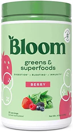 Bloom Nutrition Greens and Superfoods Powder - Berry - 4 Pack - 100 Servings Bulk Pack