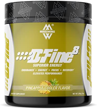 DFine8 (D-Fine8) Superior Pre-Workout Energy Supplement for Focus-Endurance-Recovery and Elevating Performance 30-60 Servings Powder Drink-Exceptional Flavor (Pineapple Cooler)