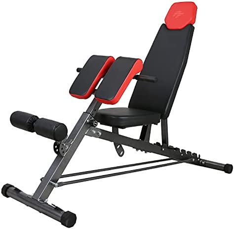 Finer Form Multi-Functional FID Weight Bench for Full All-in-One Body Workout – Hyper Back Extension, Roman Chair, Adjustable Sit up Bench, Incline, Flat & Decline Bench. Perfect with adjustable dumbbell set, barbell weight set or bench press