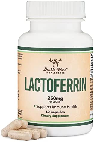 Lactoferrin 250mg per Serving (60 Capsules) Patented Bioferrin Lactoferrin - Superior Iron Supplement for Iron Deficiency and Immune Support by Double Wood Supplements