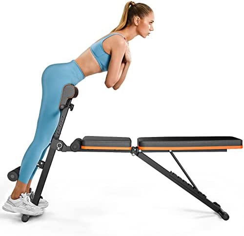 PERLECARE Adjustable Weight Bench for Full Body Workout, All-in-One Exercise Bench Supports up to 772lbs, Foldable Flat, Incline, Decline Workout Bench with Two Exercise Bands for Home Gym, PCWB01 Upgraded Version