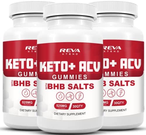 Reva Xtend ACV+Keto Gummies - Supports Weight Management, Promotes Gut Health, Boosts Energy & Focus - Gluten Free, Non-GMO (3-mo Supply)