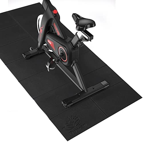 Rywell Foldable Treadmill Mat, 68"x24"/72"x32", High Density, Non-Slip Exercise Equipment Mat for Stationary Spin Bike/Indoor Riding/ Home Gym Workout Equipment, Protects Hardwood Floors and Carpets