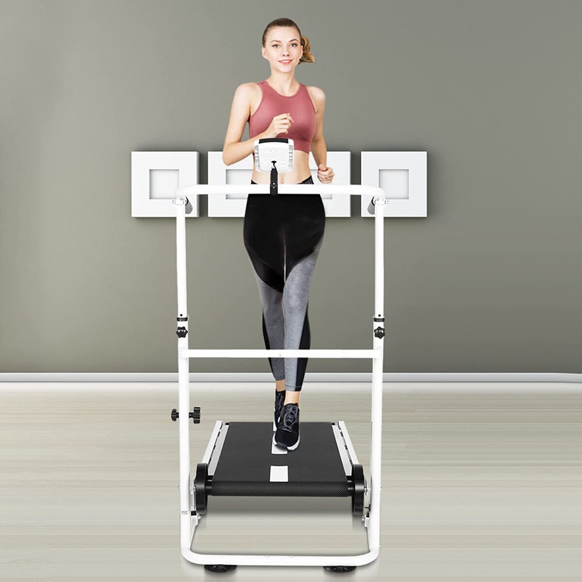 Treadmill 3 Feet 6.5 Feet Foldable Manual Treadmill Working Machine Aerobic Fitness Exercise Tilt Home Equipped with High-Precision Running Belt LED Display (AS Shown, One Size)