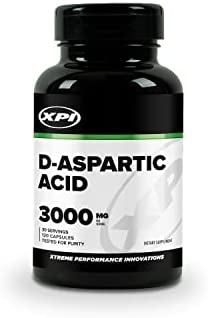 XPI D-Aspartic Acid (DAA) 3000mg, 120 Capsules - Gluten Free & Non-GMO, 30 Servings