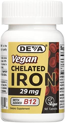 DEVA Vegan Vitamins CHELATED Iron,29MG,Vegan, 90 TAB 90 Count (Pack of 2)