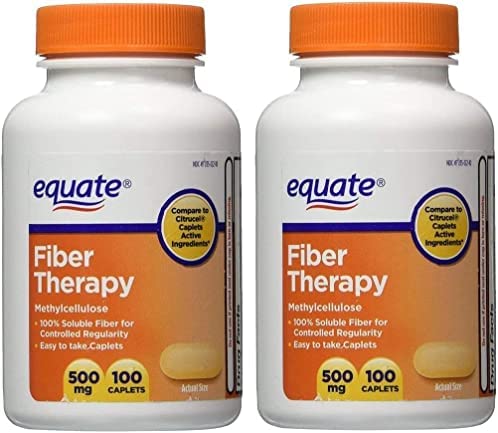 Fiber Therapy for Regularity Fiber Supplement Caplets, 500mg, 100-Count Bottle (Pack of 2)