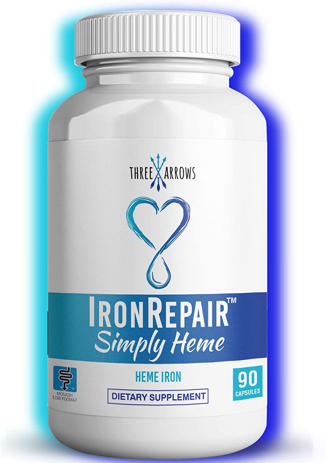 Iron Repair Simply Heme Iron Supplement, Best Absorption & Gentle on Stomach, Monash Low FODMAP, Raise Hemoglobin & Ferritin Iron Pills for Women, Teens, & Pregnancy 90 Gelatin Iron Capsules