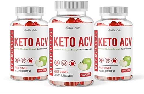 Keto Breeze ACV Gummies, Apple Cider Vinegar Ketosis, New Strong Time Released Formula, 1500mg Once a Day, Ketogenic Support Supplement, Ketos Shark Gummy, (3 Pack) 90 Day Supply Tank