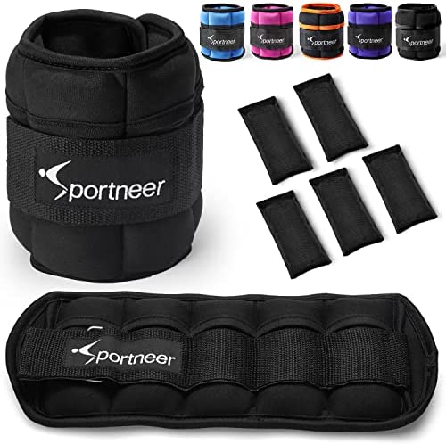 Sportneer Adjustable Ankle Weights 1 Pair 2 4 6 8 10 Lbs Leg Weight Straps for Women Men Kids, Weighted Ankle Weights Set for Gym,Fitness, Workout,Walking, Jogging,1-5 lbs Each Pack, 2 Pack 2-10 lbs